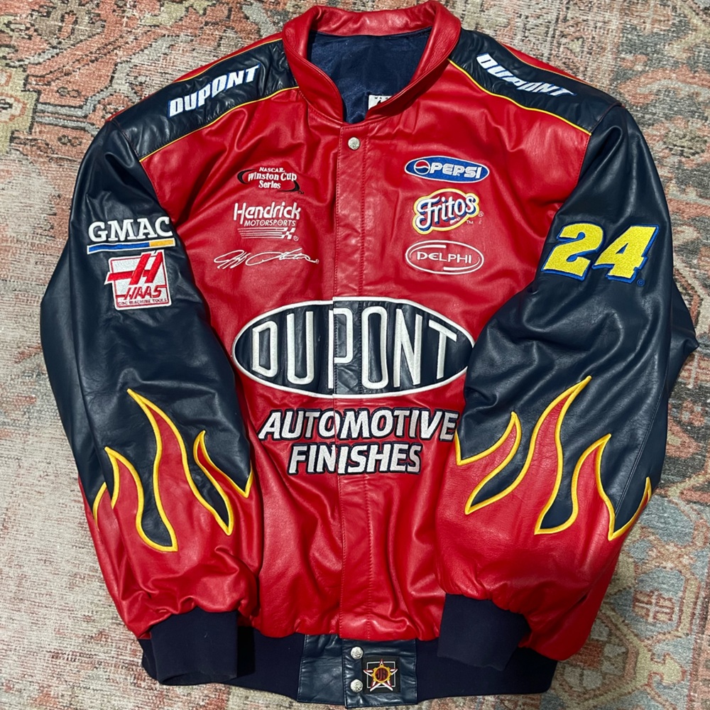 Vintage Chase Authentics DuPont Jeff Gordon leather jacket! Size XXL